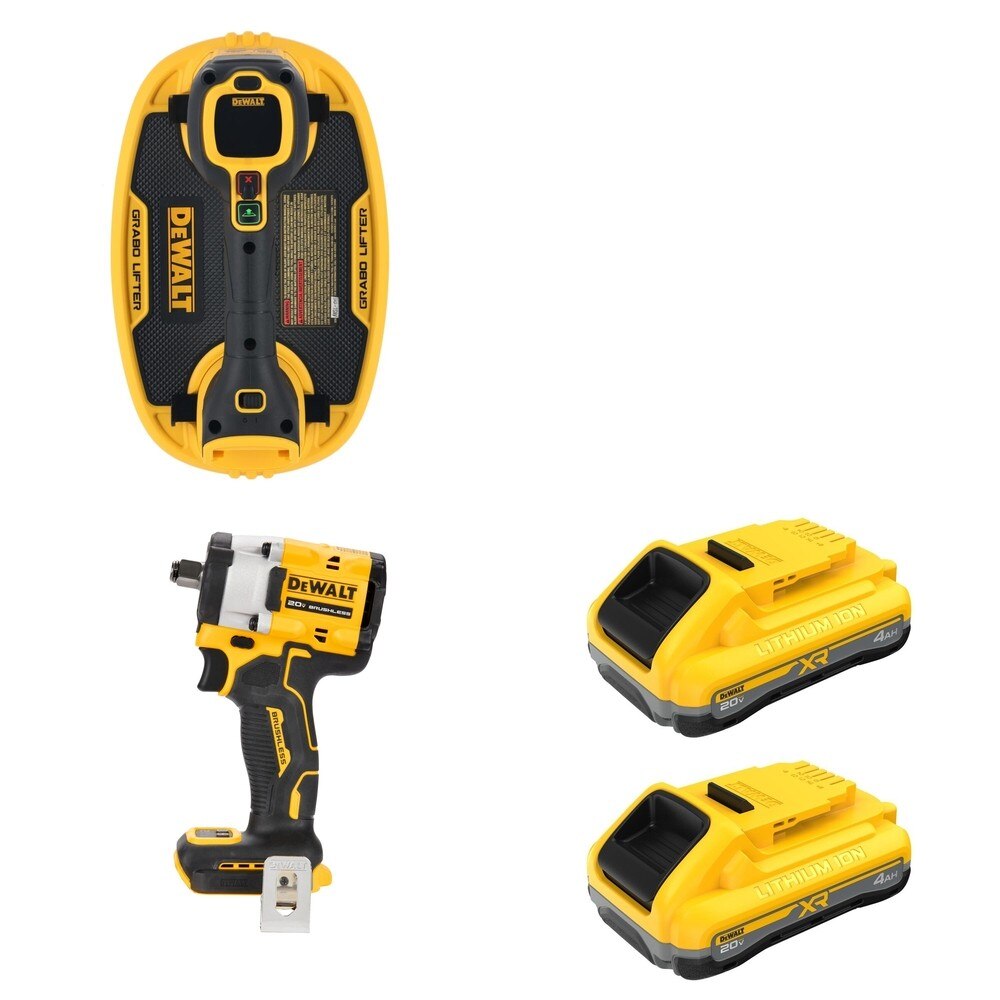 DeWalt DCB2104-2 POWERPACK 4Ah 2-Pack W/ DCF921B ATOMIC Impact Wrench and DCE592B Vacuum Lifter