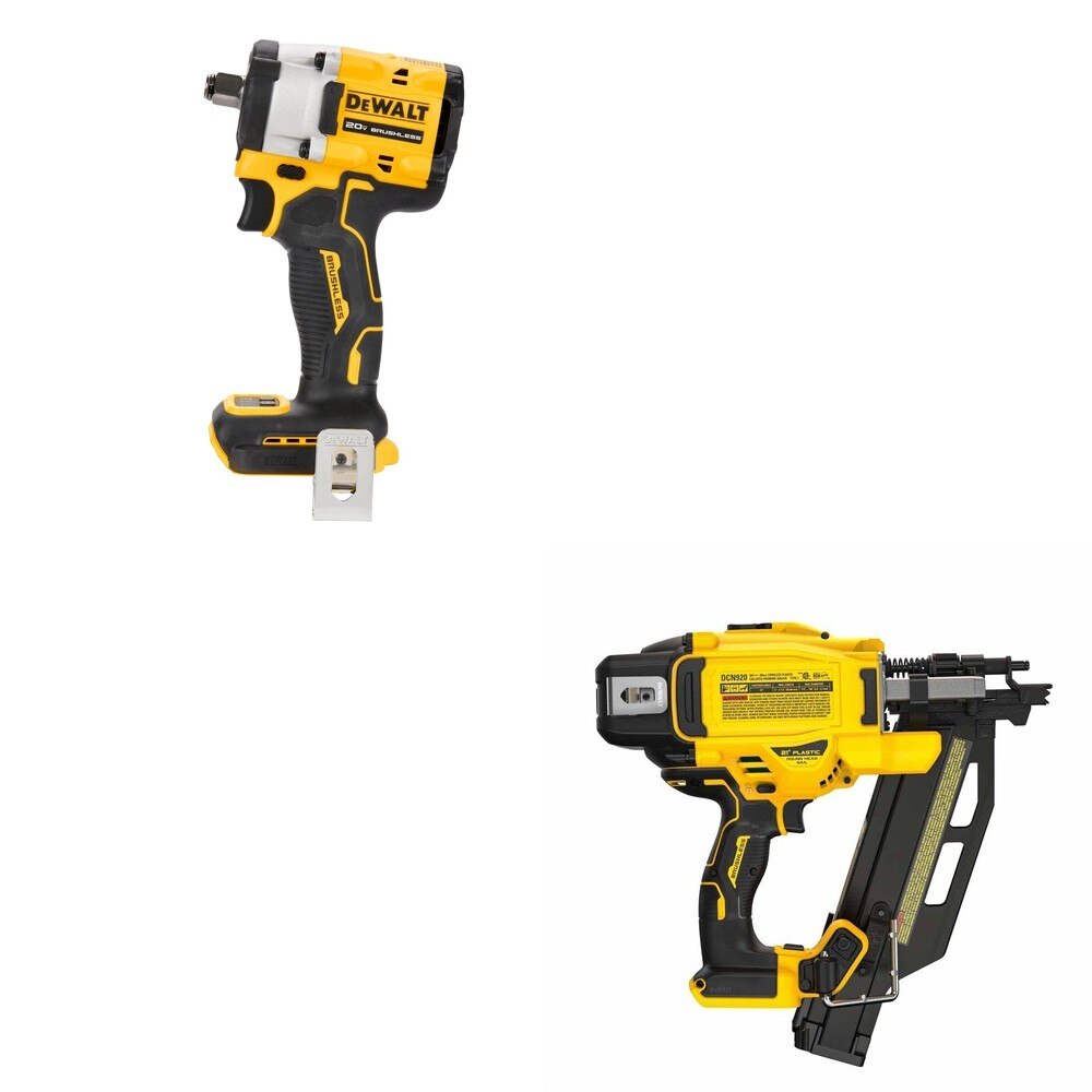 DeWalt DCN920B 20V MAX XR 21-Degree Framing Nailer W/ DCF921B ATOMIC Impact Wrench
