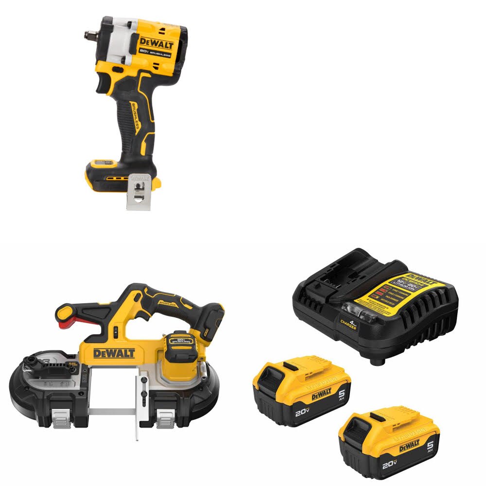 DeWalt DCF923B 20V MAX Impact Wrench Kit W/ DCS379B Band Saw and FREE DCB205 Battery Kit