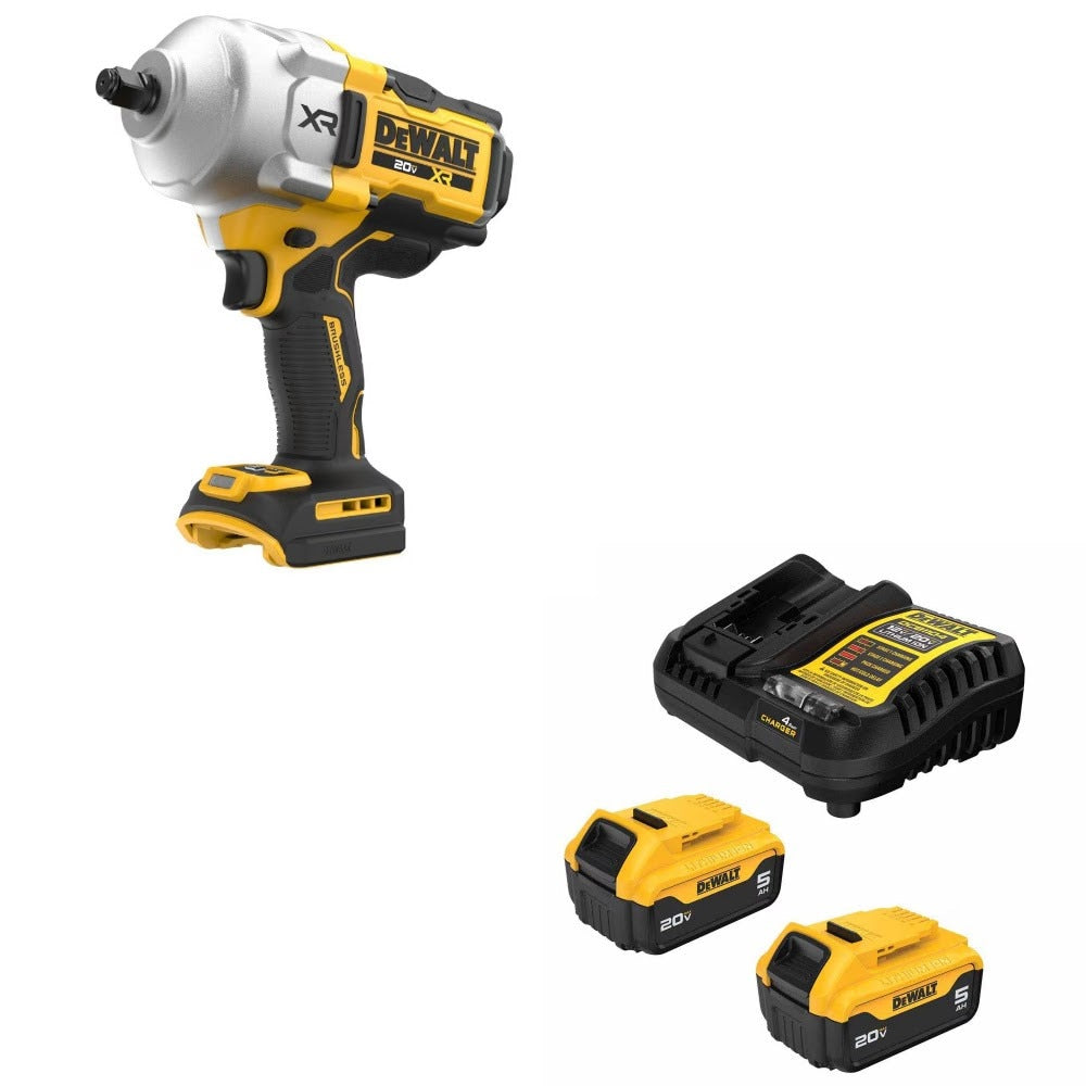 DeWalt DCF961B 1/2" High Torque Impact Wrench Kit W/ FREE DCB205-2C 5Ah Battery Kit