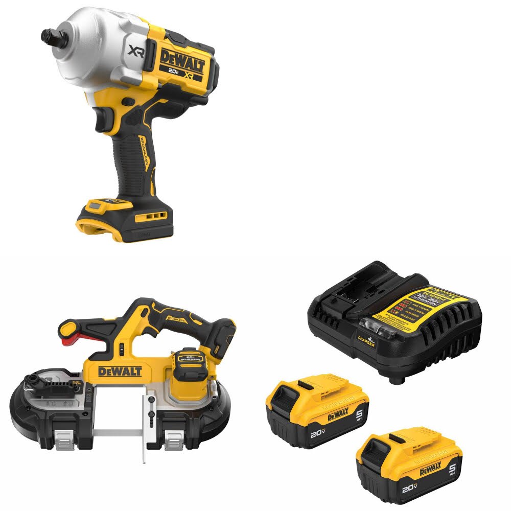 DeWalt DCF961B 20V MAX Impact Wrench Kit W/ DCS379B Band Saw and FREE DCB205 Battery Kit