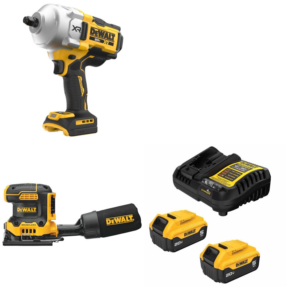 DeWalt DCF961B 20V MAX Impact Wrench Kit W/ DCW200B Sander and FREE DCB205 Battery Kit