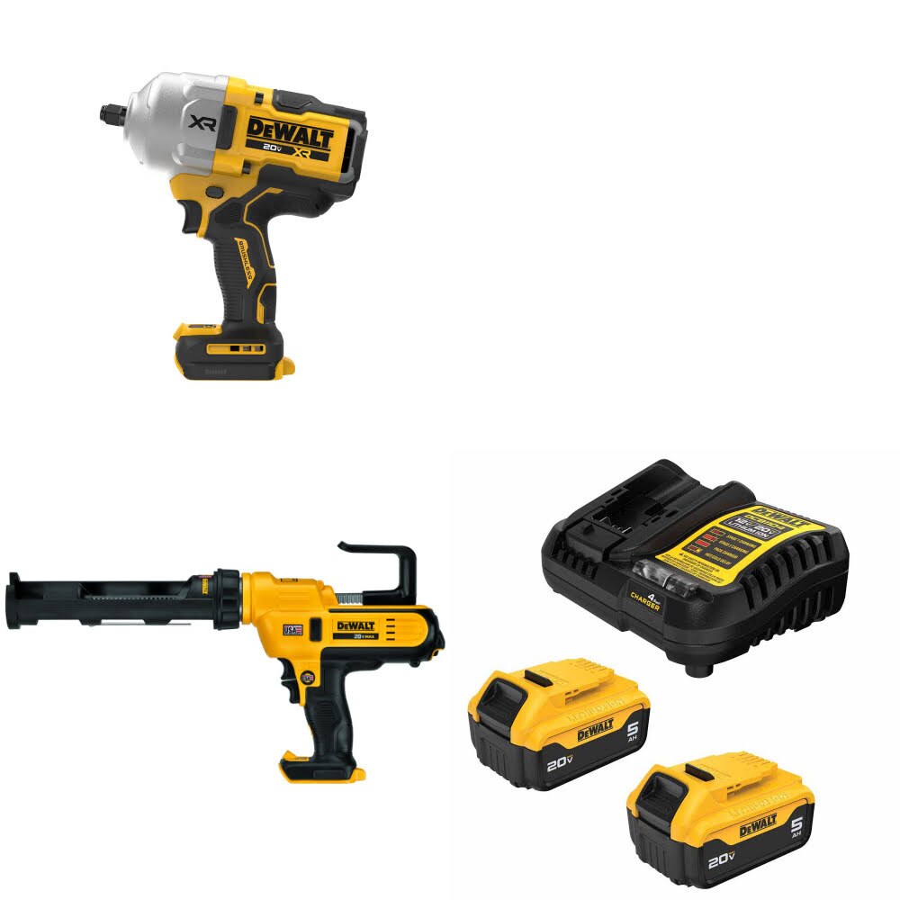 DeWalt DCF964B 20V MAX Impact Wrench Kit W/ DCE560B Caulking Gun and FREE DCB205-2C Battery Kit