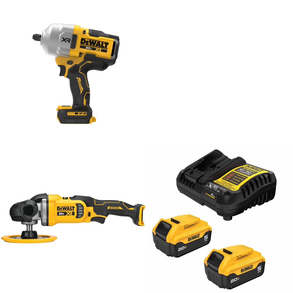 DeWalt DCF964B 20V MAX Impact Wrench Kit W/ DCM849B Polisher and FREE DCB205-2C Battery Kit
