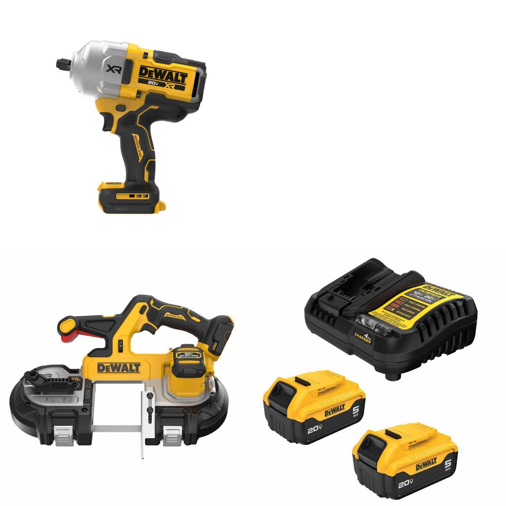 DeWalt DCF964B 20V MAX XR Impact Wrench Kit W/ DCS379B Band Saw and FREE DCB205-2C Battery Kit