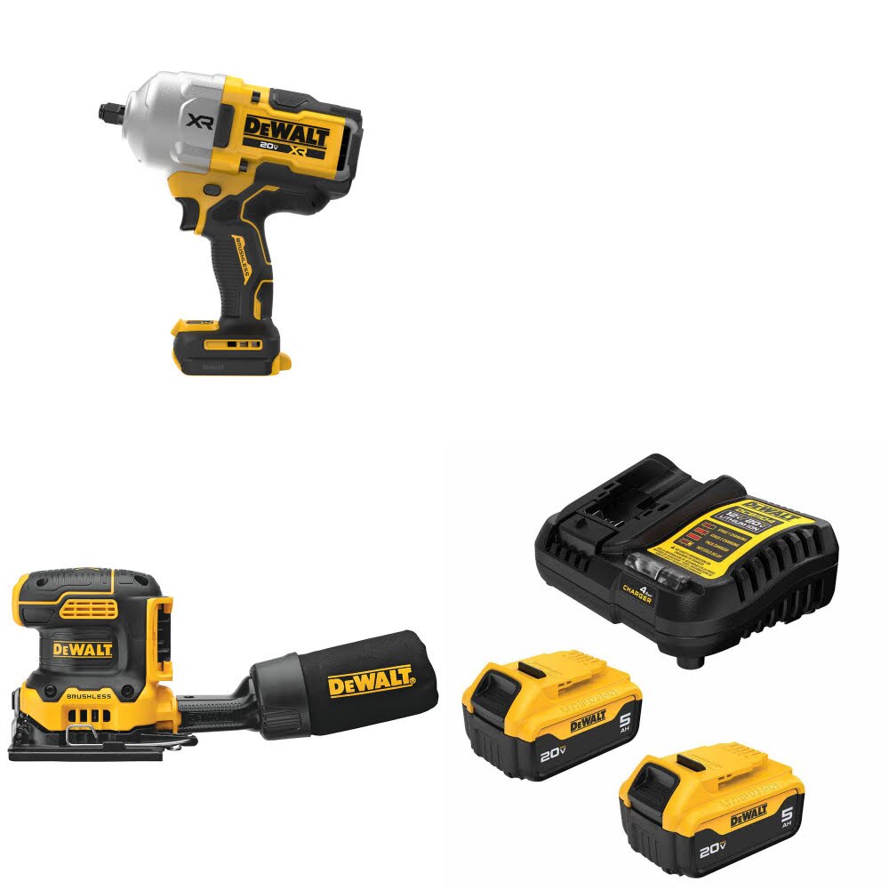 DeWalt DCF964B 20V MAX Impact Wrench Kit W/ DCW200B Sander and FREE DCB205 Battery Kit