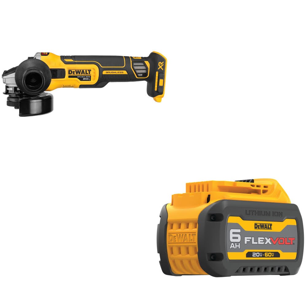 DeWalt DCG405B 20V MAX XR 4.5" Grinder W/ DCB606 20/60V MAX FlexVolt 6Ah Battery