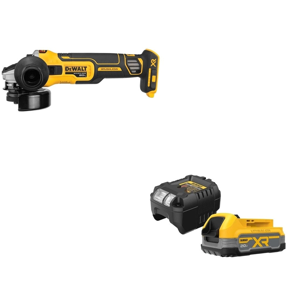 DeWalt DCG405B 20V MAX XR 4.5" Grinder, Bare W/ DCBP034C 20V MAX Starter Kit