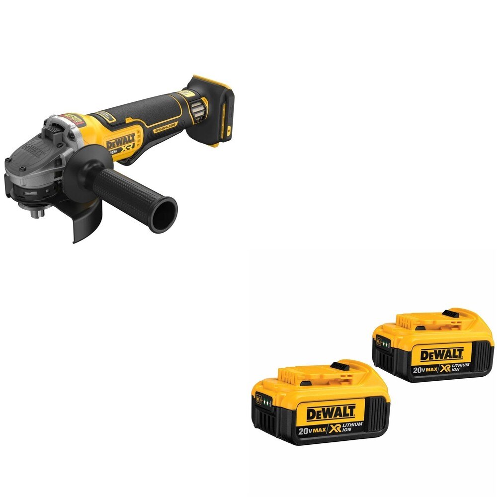 DeWalt DCG410B 20V MAX XR 4-1/2 in. Angle Grinder W/ DCB204-2 4.0Ah Battery 2-Pack