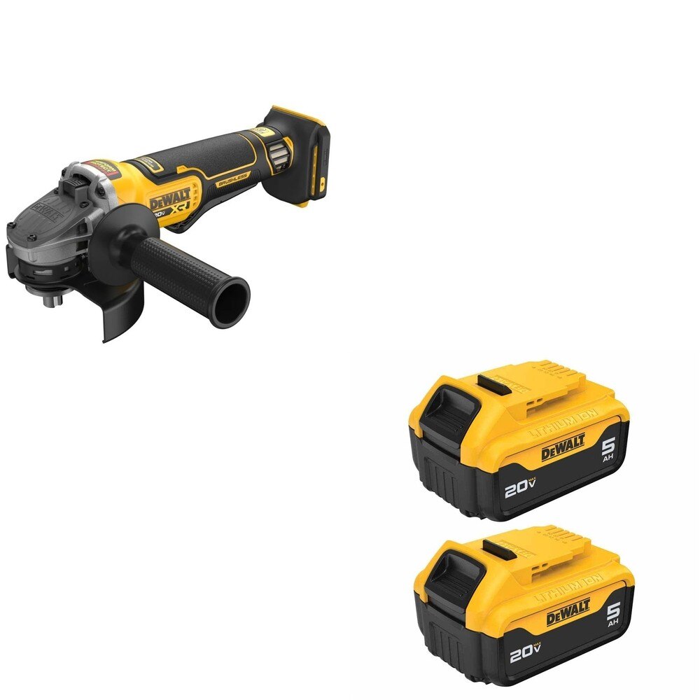 DeWalt DCG410B 20V MAX XR 4-1/2 in. Angle Grinder W/ DCB205-2 5.0Ah Battery 2-Pack