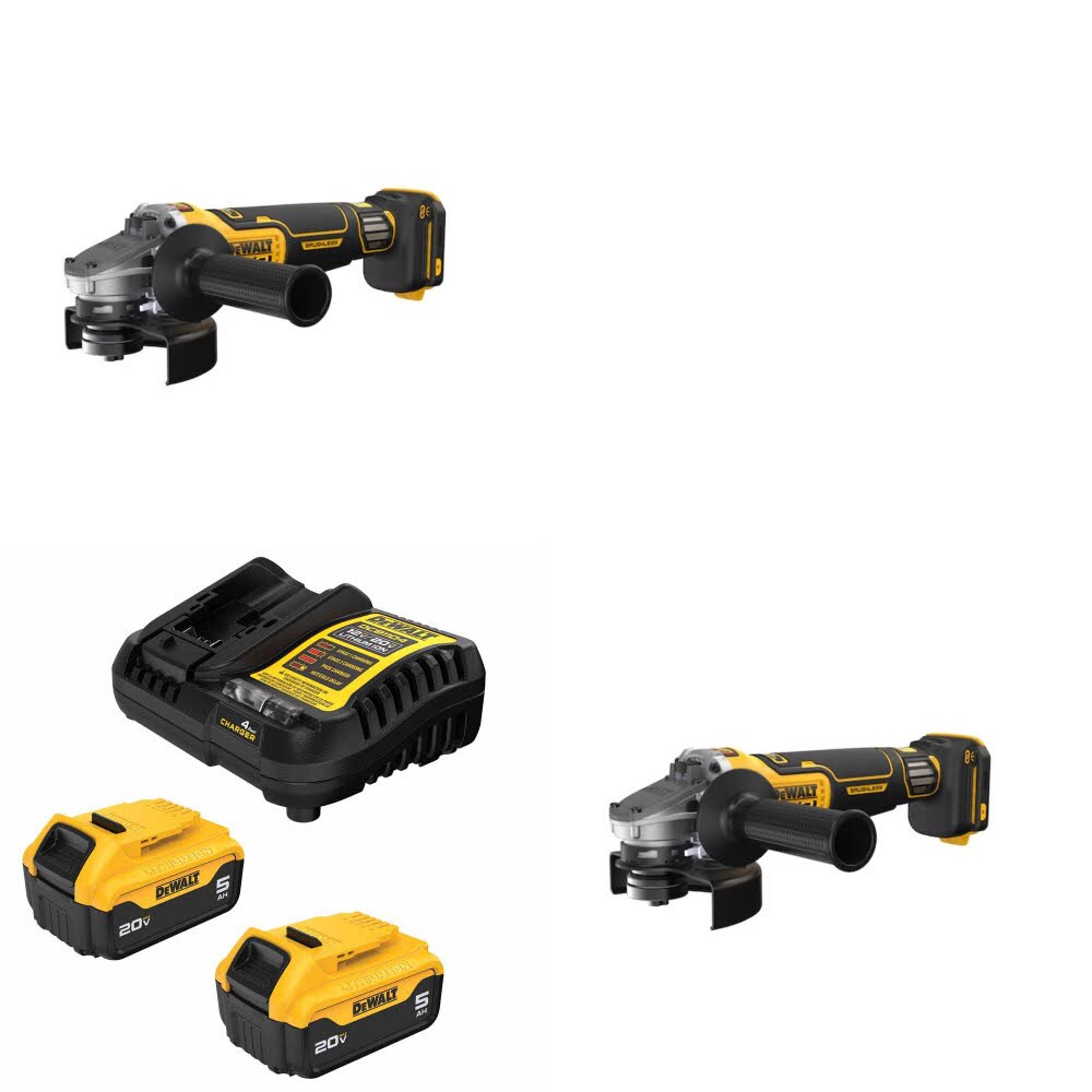 DeWalt DCG410VSB 20V Max XR Grinder, 2 Pack Kit W/ FREE DCB205-2C 20V MAX 5Ah Battery Kit