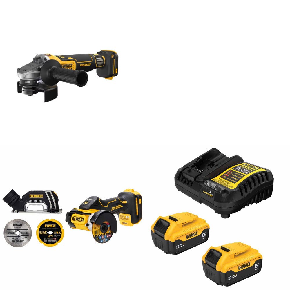 DeWalt DCG410VSB Grinder Kit W/ DCS438B Cut-Off Tool and FREE DCB205 Battery Kit
