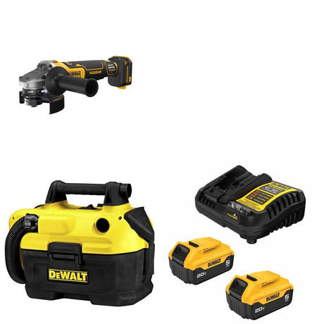 DeWalt DCG410VSB Grinder Kit W/ DCV580H Vacuum and FREE DCB205-2C Battery Kit