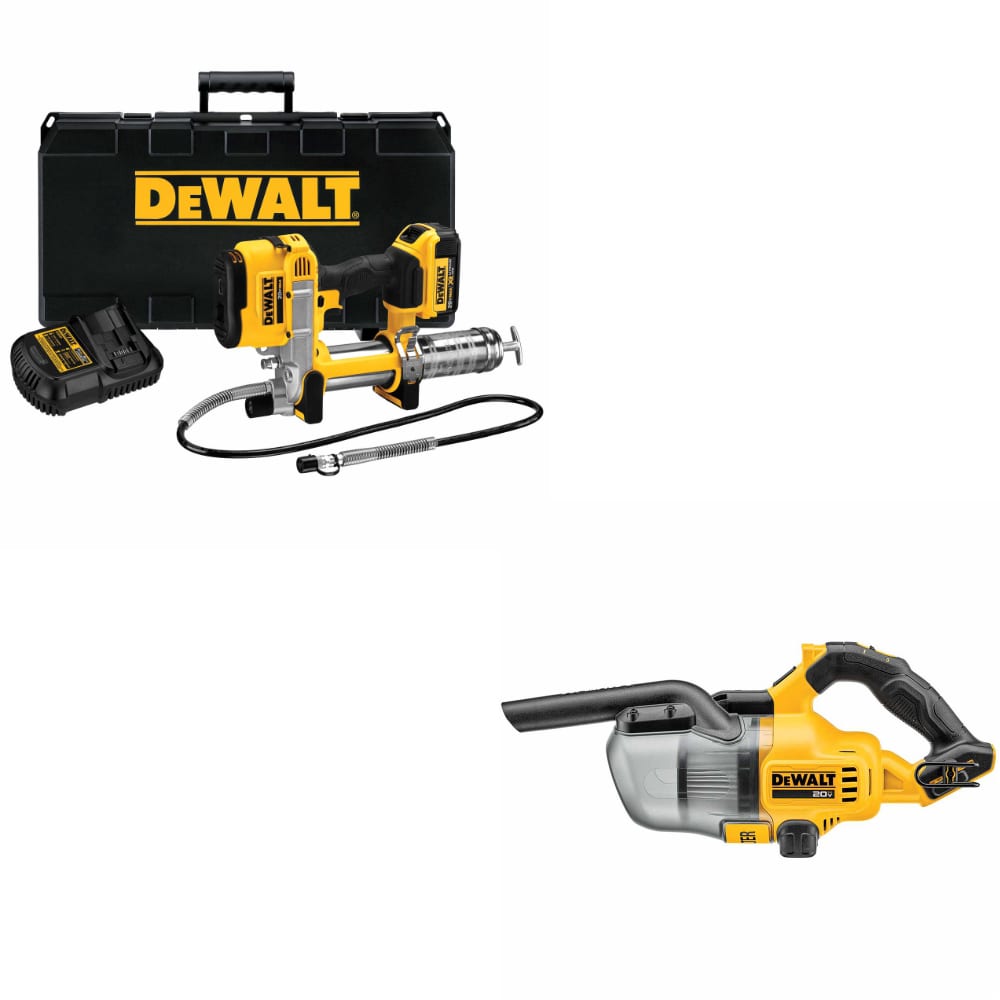 DeWalt DCGG571M1 20V MAX Grease Gun W/ FREE DCV501HB 20V Dry Hand Vacuum, Bare