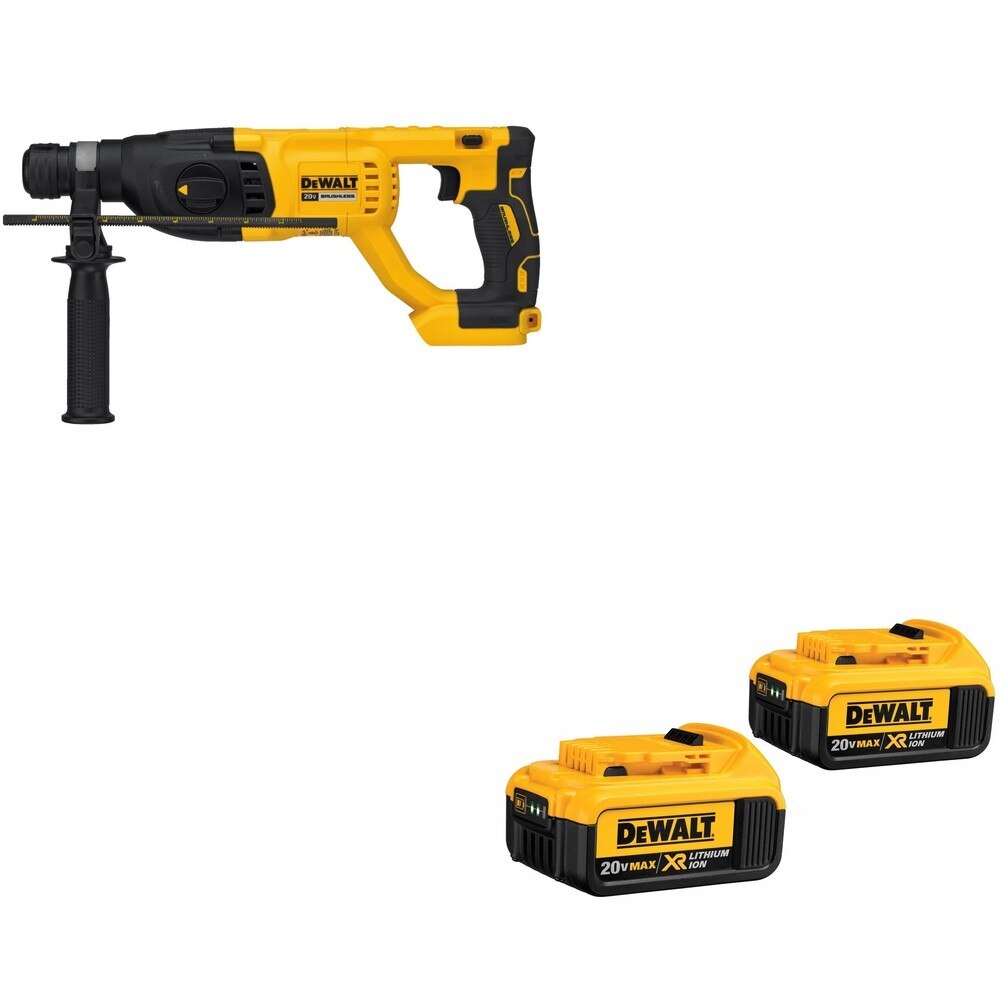 DeWalt DCH133B 20V MAX XR 1 in. D-Handle Rotary Hammer W/ DCB204-2 4.0Ah Battery 2-Pack