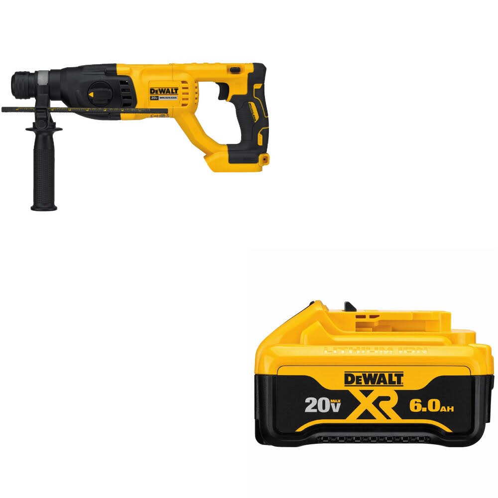 DeWalt DCH133B 20V MAX XR Rotary Hammer Drill W/ DCB206 20V MAX 6Ah Battery Pack
