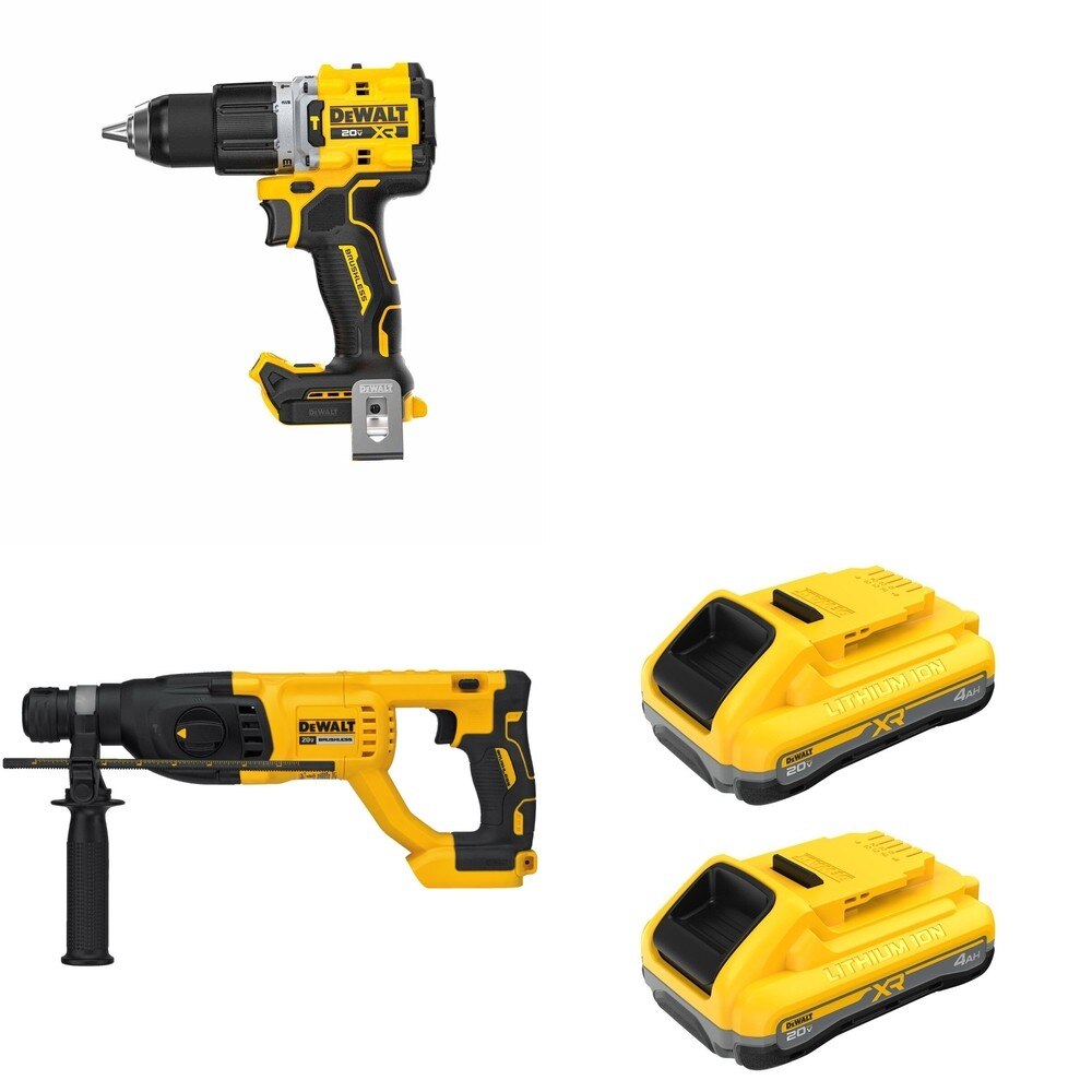 DeWalt DCB2104-2 20V MAX XR POWERPACK 4Ah Battery 2-Pack W/ DCD806B Hammer Drill and DCH133B