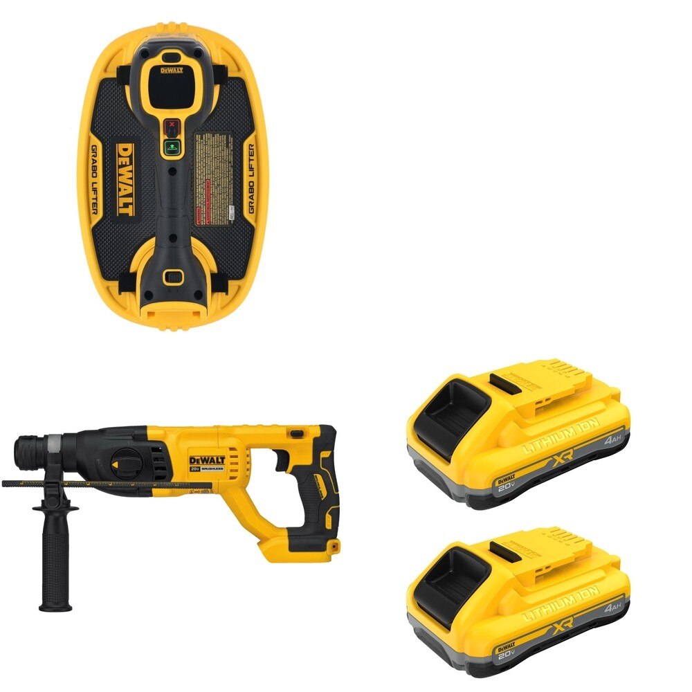 DeWalt DCB2104-2 20V MAX XR POWERPACK 4Ah Battery 2-Pack W/ DCE592B Vacuum Lifter and DCH133B