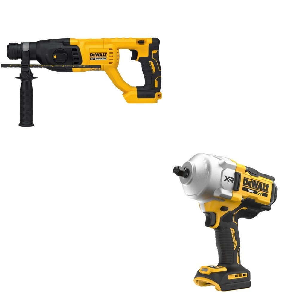 DeWalt DCF961B 20V MAX XR 1/2 in. High Torque Impact Wrench W/ DCH133B D-Handle Rotary Hammer