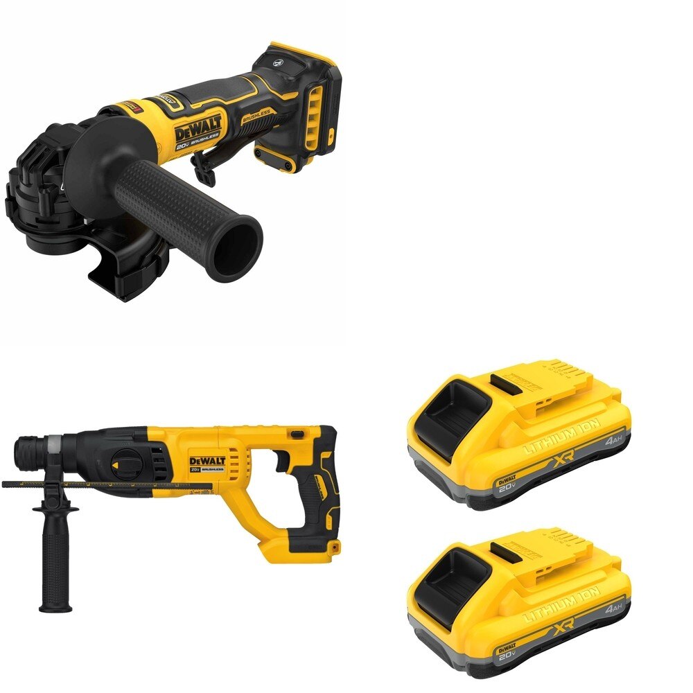 DeWalt DCB2104-2 20V MAX XR POWERPACK 4Ah Battery 2-Pack W/ DCG402B Angle Grinder and DCH133B