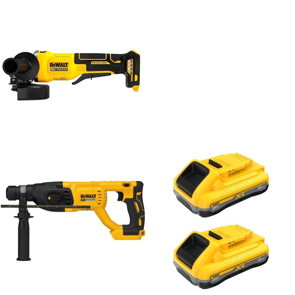 DeWalt DCB2104-2 POWERPACK 4Ah 2-Pack W/ DCH133B D-Handle Rotary Hammer and DCG408B