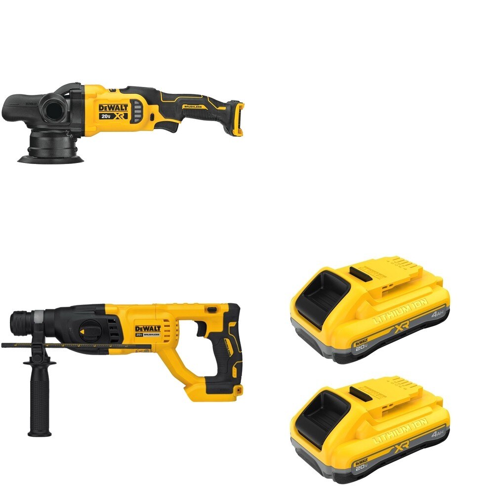 DeWalt DCM848B Random Orbit Polisher W/ DCB2104-2 and DCH133B D-Handle Rotary Hammer