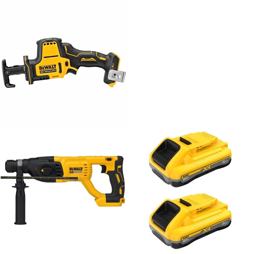 DeWalt DCB2104-2 POWERPACK 4Ah 2-Pack W/ DCH133B D-Handle Rotary Hammer and DCS369B