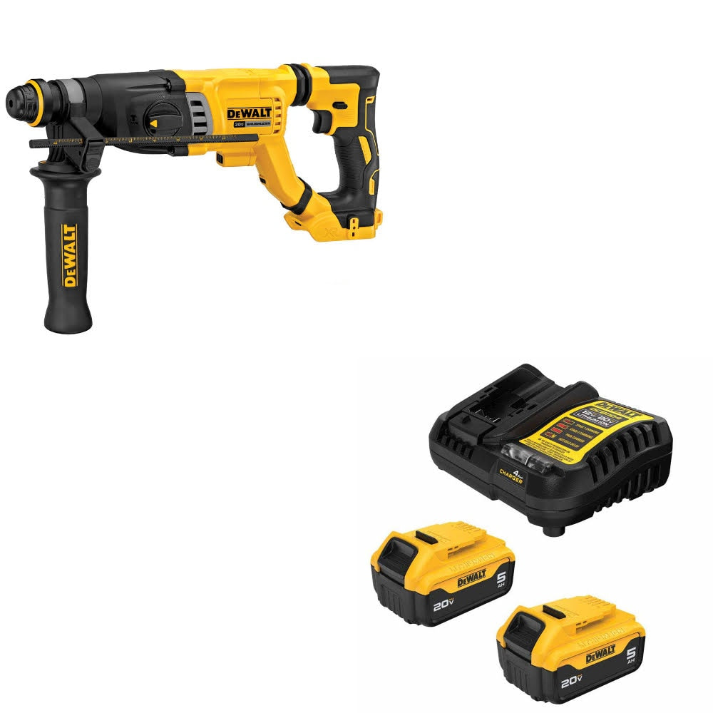 DeWalt DCH263B 20V MAX 1-1/8" Rotary Hammer W/ DCB205-2C 20V MAX Battery Kit