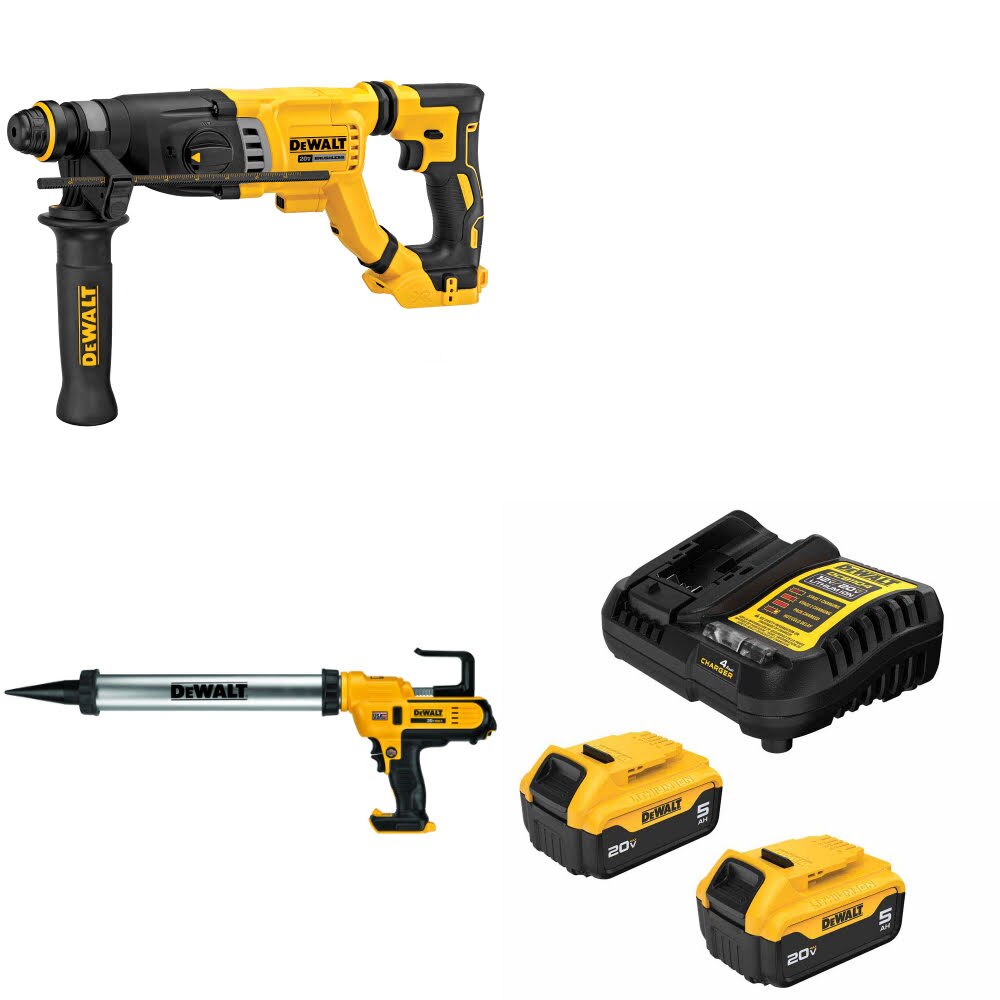 DeWalt DCH263B Rotary Hammer Kit W/ DCE580B Adhesive Gun and FREE DCB205-2C Battery Kit