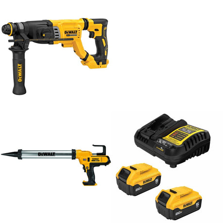 DeWalt DCH263B Rotary Hammer Kit W/ DCE580B Adhesive Gun and FREE DCB205-2C Battery Kit