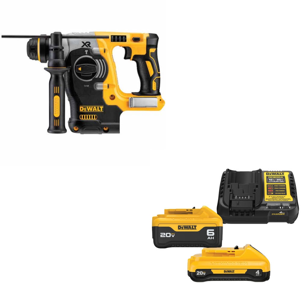 DeWalt DCH273B 20V MAX 1" Rotary Hammer, Bare W/ DCB2460C 20V MAX Starter Kit