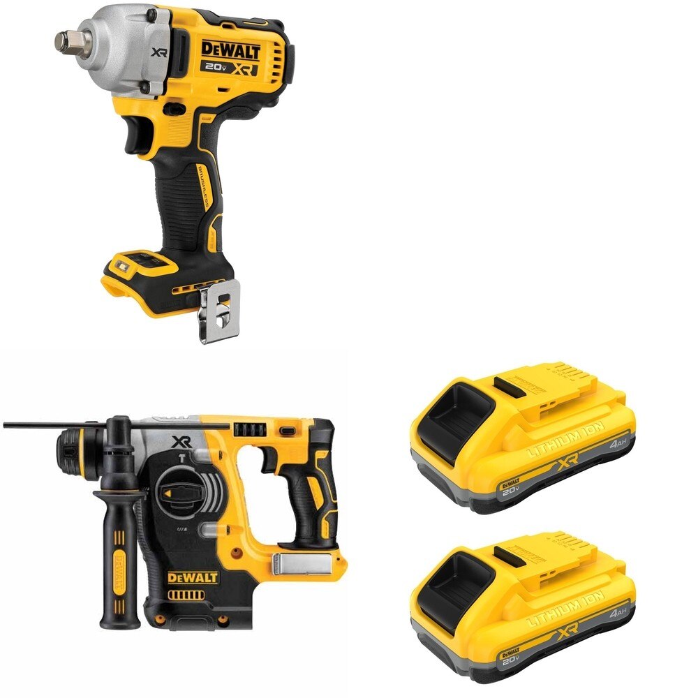 DeWalt DCF891B Mid-Range Impact Wrench W/ DCH273B SDS-Plus Rotary Hammer and DCB2104-2