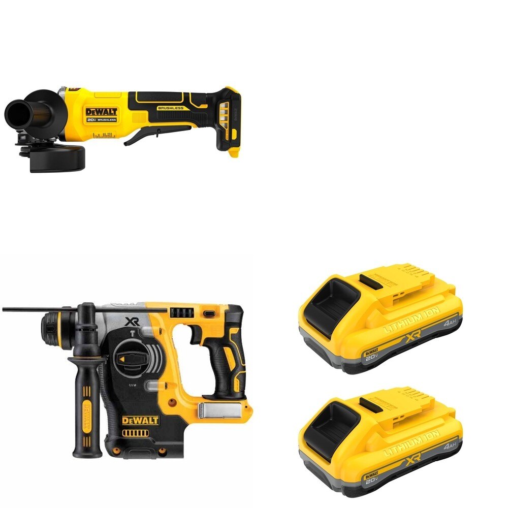 DeWalt DCH273B SDS-Plus Rotary Hammer W/ DCB2104-2 and DCG408B Paddle-Switch Grinder