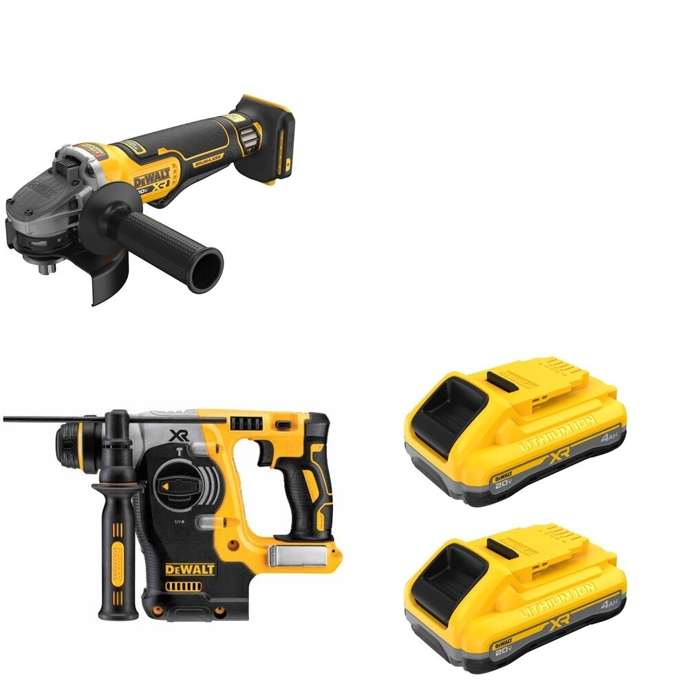 DeWalt DCG410B 20V MAX XR 4-1/2 in. Angle Grinder W/ DCH273B and DCB2104-2 POWERPACK 4Ah 2-Pack