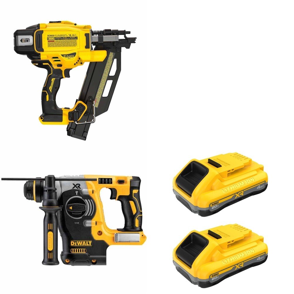 DeWalt DCN920B 21-Degree Framing Nailer W/ DCH273B SDS-Plus Rotary Hammer and DCB2104-2