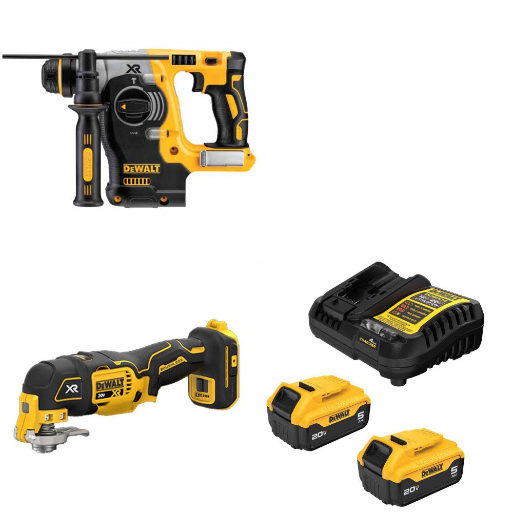 DeWalt DCH273B Rotary Hammer Kit W/ DCS356B Multi-Tool and FREE DCB205-2C Battery Kit