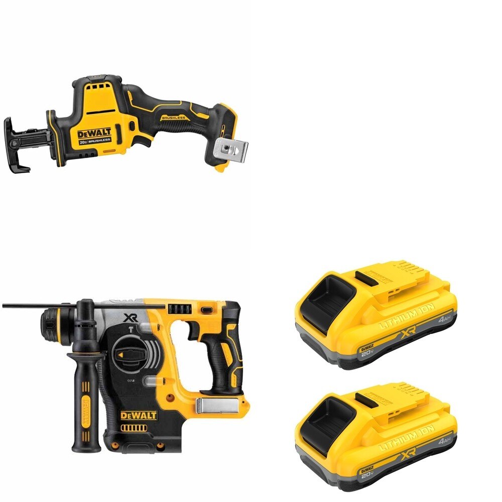 DeWalt DCH273B SDS-Plus Rotary Hammer W/ DCB2104-2 POWERPACK 4Ah 2-Pack and DCS369B