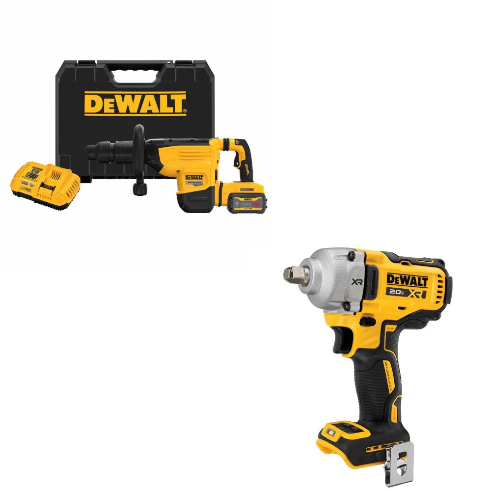 DeWalt DCH892X1 Chipping Hammer Kit W/ FREE DCF891B Impact Wrench