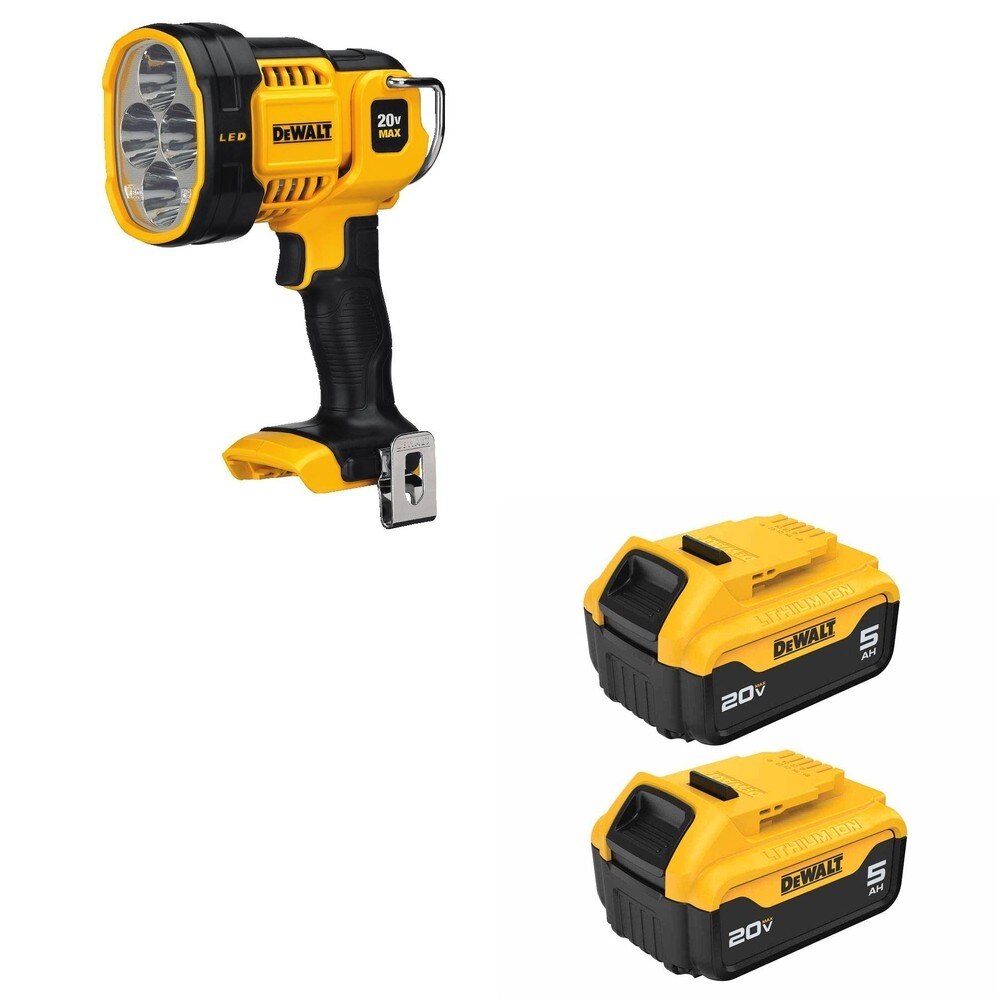 DeWalt DCB205-2 20V MAX 5.0Ah Battery 2-Pack W/ DCL043 LED Spotlight
