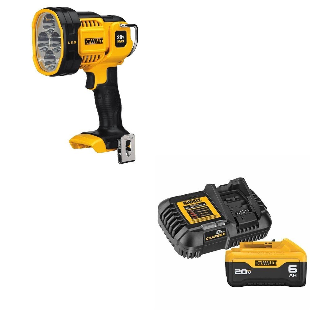 DeWalt DCB206C 20V MAX 6.0Ah Battery and Charger Kit W/ DCL043 LED Spotlight