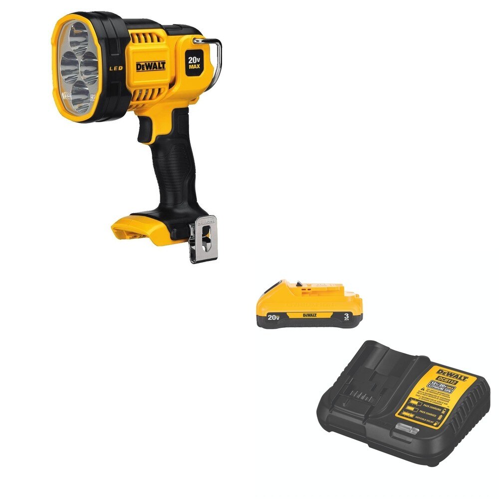 DeWalt DCL043 20V MAX LED Jobsite Spotlight W/ DCB230C 3.0Ah Starter Kit