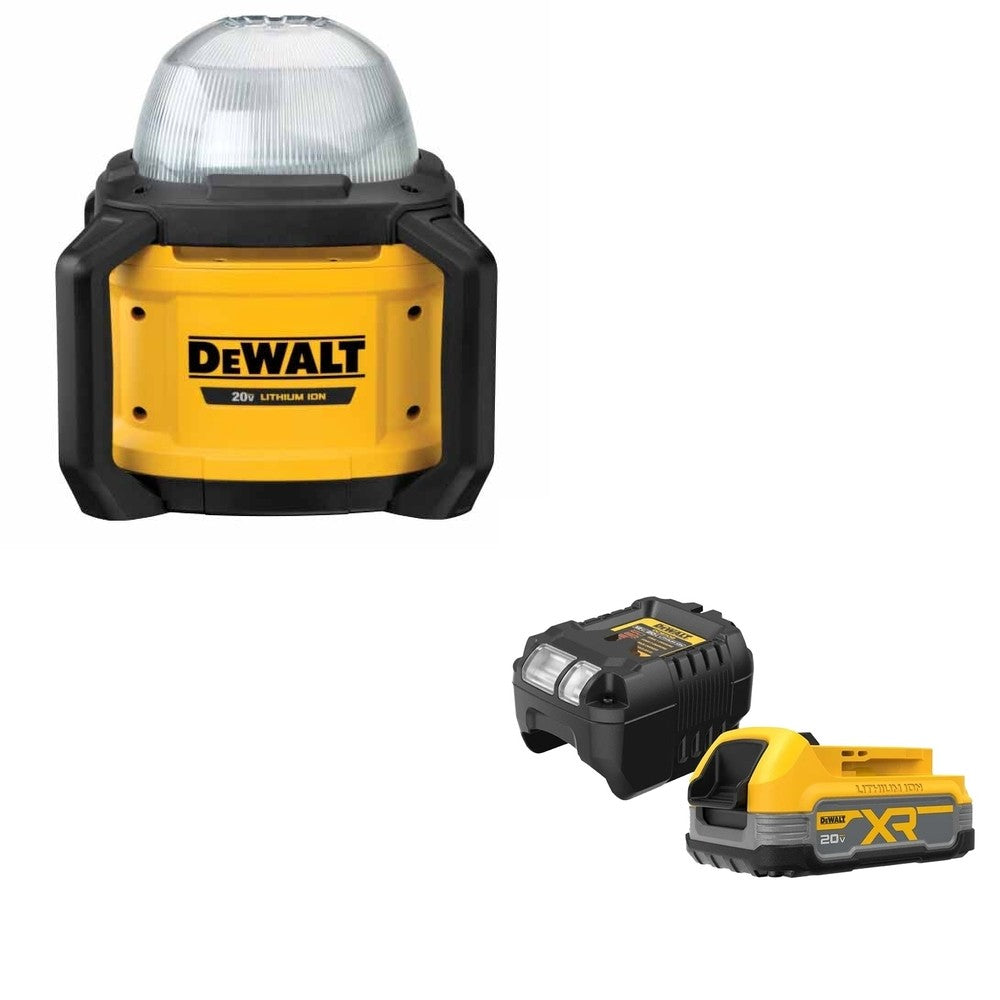 DeWalt DCL074 20V 5000L Work Light, Bare Tool W/ DCBP034C 20V MAX Starter Kit