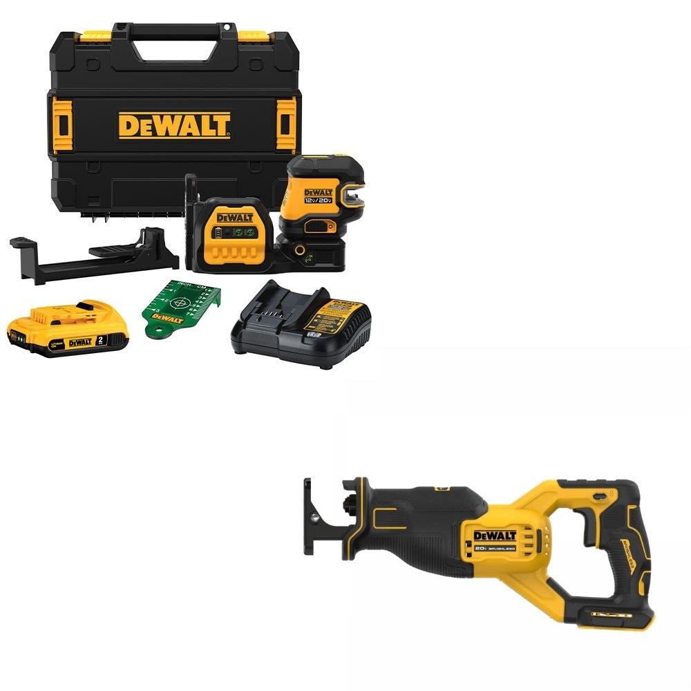 DeWalt DCLE34520G 20V Combo Laser Kit W/ FREE DCS382B 20V MAX RECIP SAW, Bare