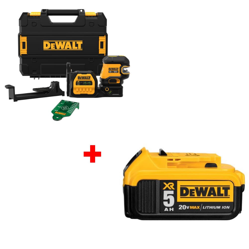 DEWALT DCLE34520GB 20V 5 Spot Combo Laser Bare Kit w/ FREE DCB205 Battery Pack