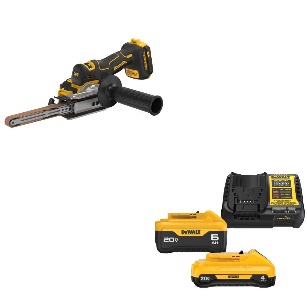 DeWalt DCM200B 20V XR Bandfile, Bare W/ DCB2460C 20V MAX 4Ah/6Ah Starter Kit