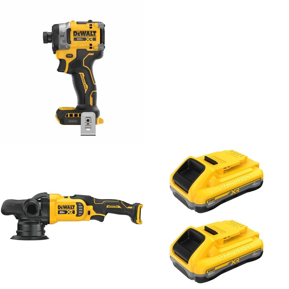 DeWalt DCM848B 20V MAX XR 5 in. Random Orbit Polisher W/ DCB2104-2 and DCF860B Impact Driver
