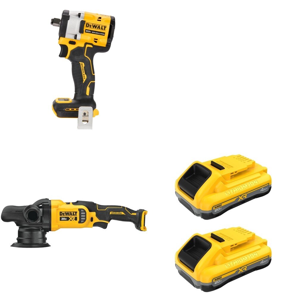 DeWalt DCM848B 20V MAX XR 5 in. Random Orbit Polisher W/ DCB2104-2 and DCF921B Impact Wrench