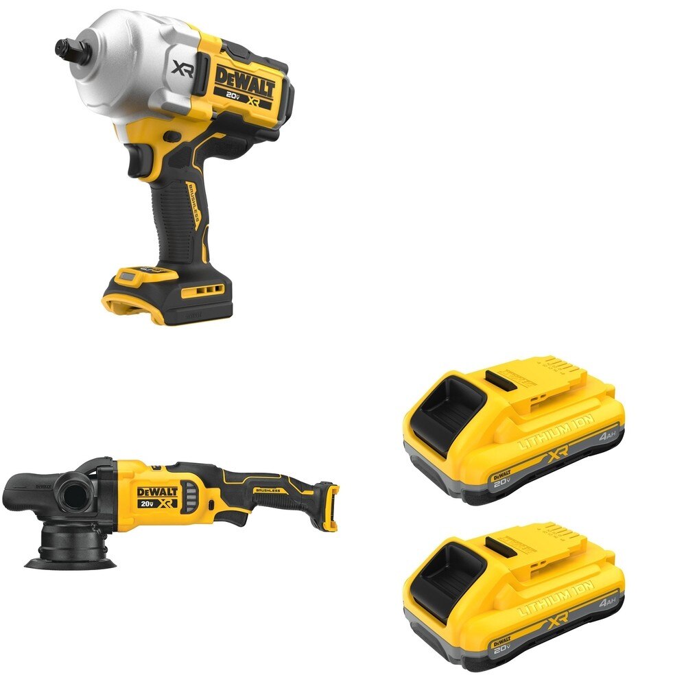 DeWalt DCF961B High Torque Impact Wrench W/ DCM848B Random Orbit Polisher and DCB2104-2