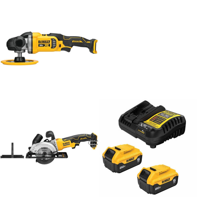 DeWalt DCM849B Rotary Polisher Kit W/ DCS571B Circular Saw and FREE DCB205 Battery Kit