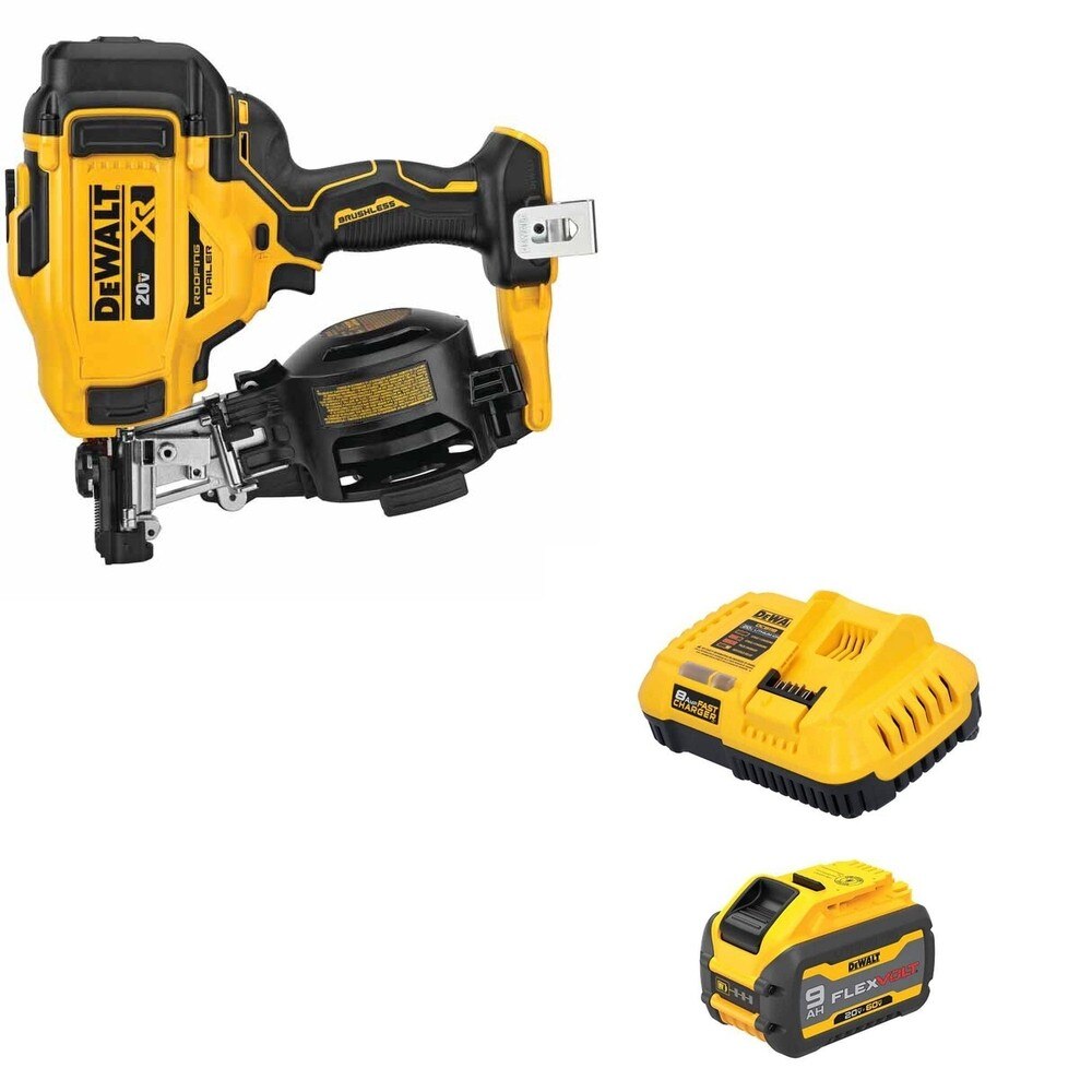 DeWalt DCN45RNB 20V MAX 15-Degree Roofing Nailer W/ DCB609C FLEXVOLT 9.0Ah Kit